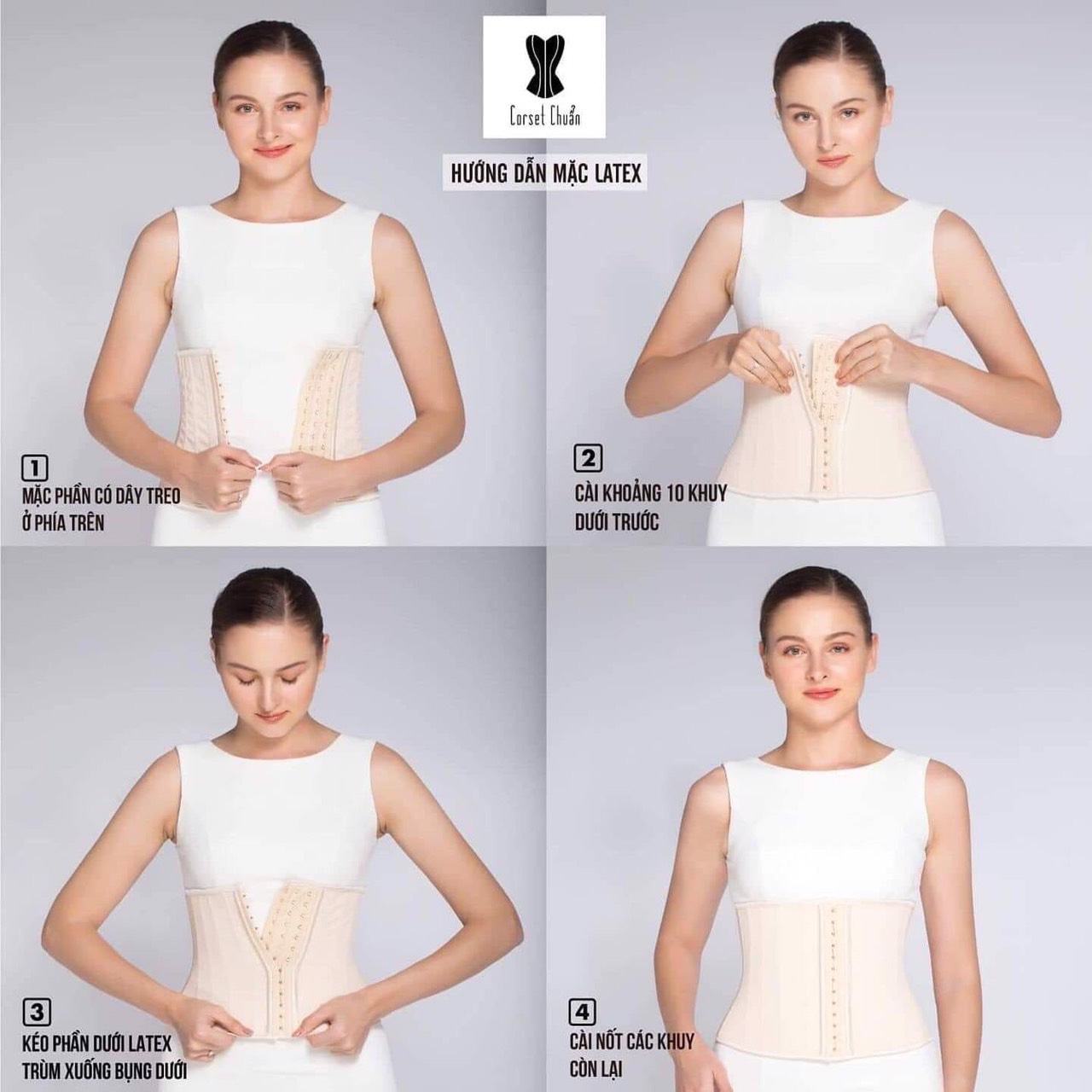 Hướng dẫn mặc đai nịt bụng Latex Corset Chuẩn