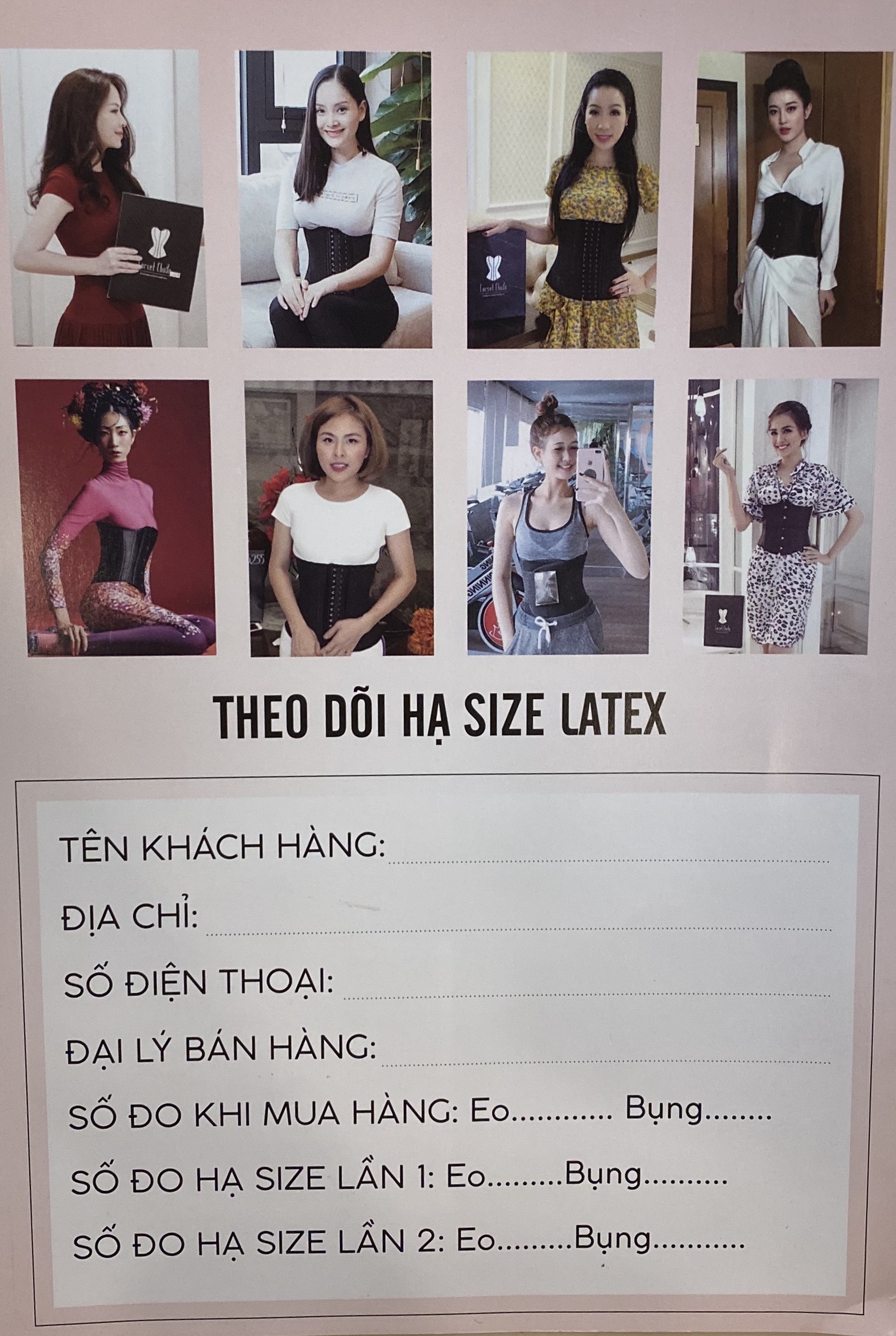Phiếu theo dõi hạ size Latex Corset Chuẩn